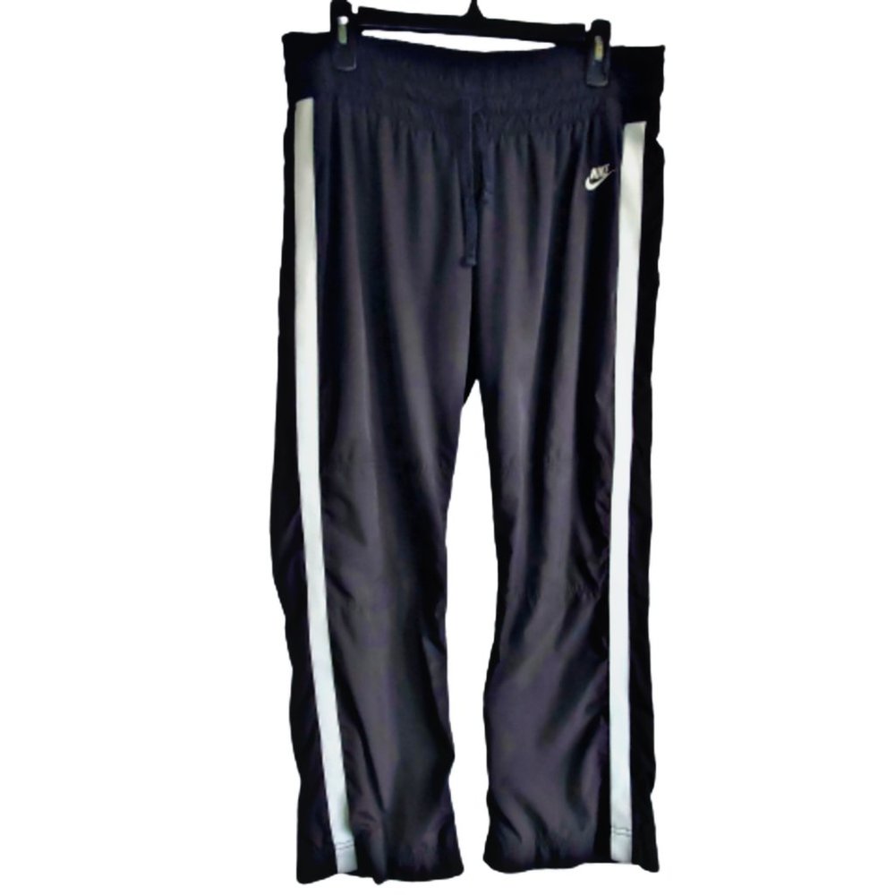 Nike black lined windbreaker jogger drawstring track pants sz large
